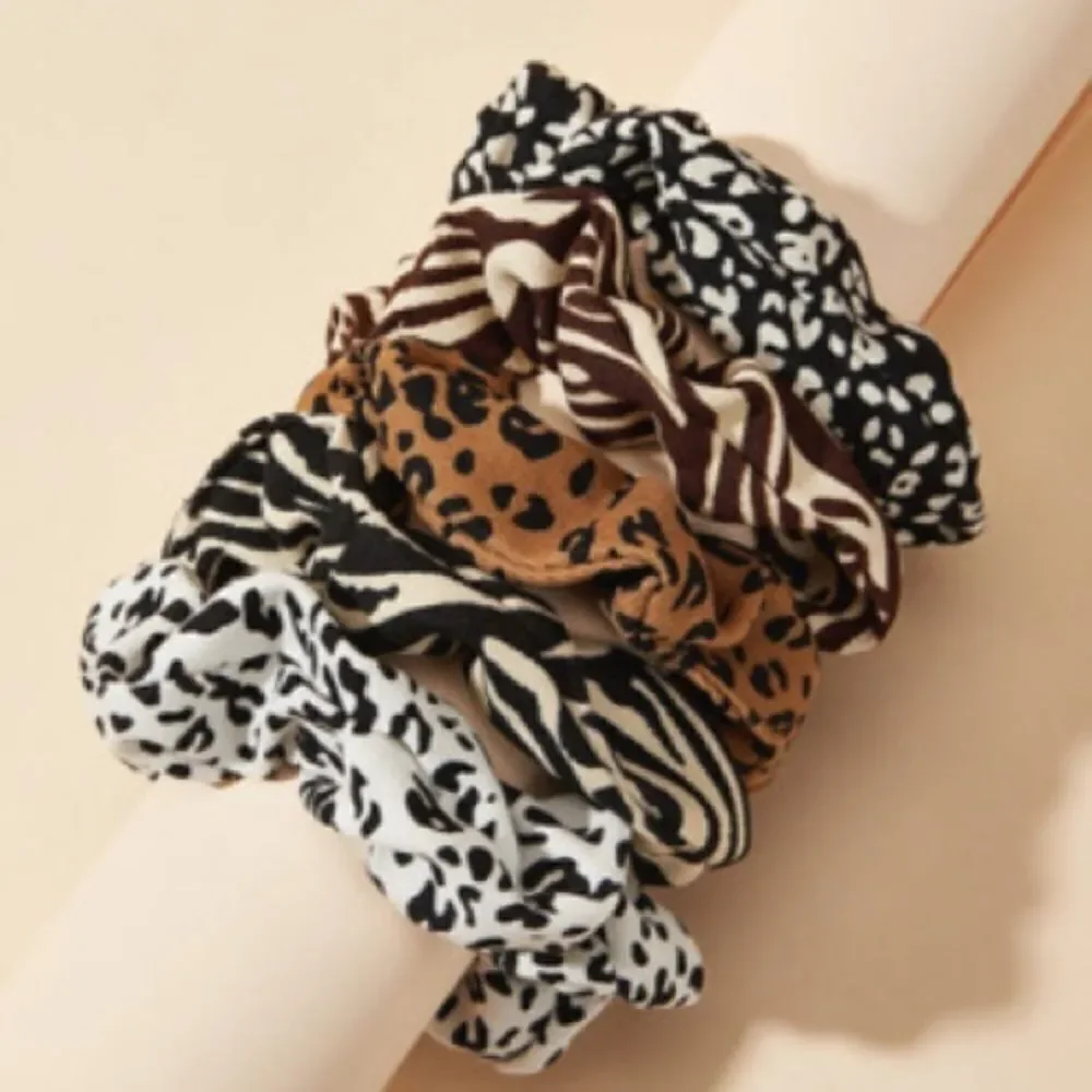 French Retro Animal Print Hair Scrunchies